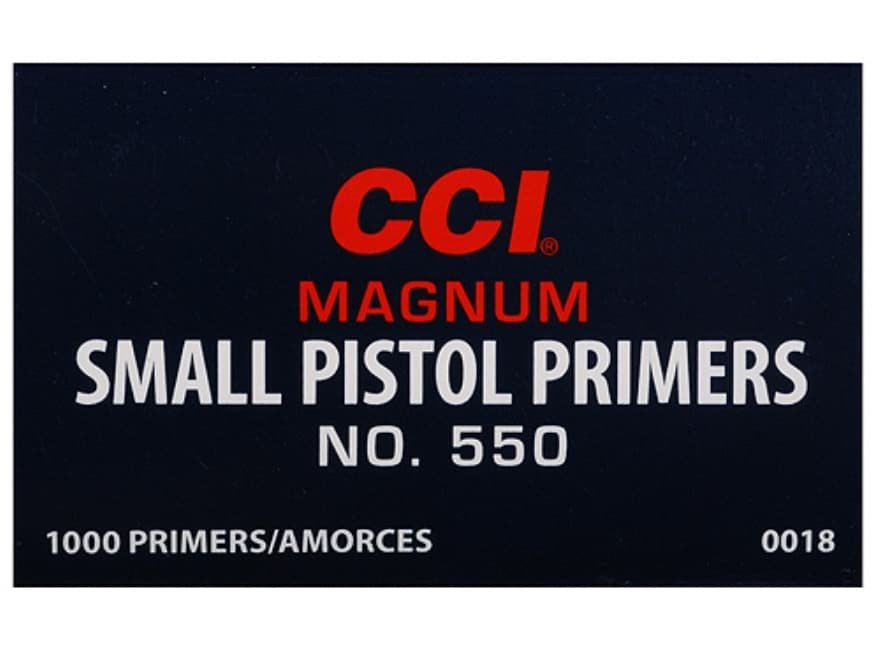 CCI Small Pistol Magnum Primers #550 Box of 1000 (10 Trays of 100) CCI Small Pistol Magnum Primers #550 Box of 1000 (10 Trays of 100)